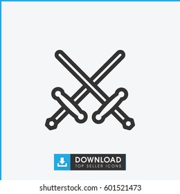 sword icon. simple outline sword vector icon. on white background.