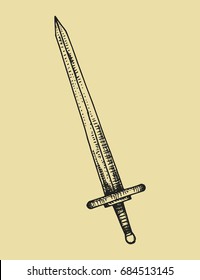 Sword icon. Sketch hand drawing. vector illustration
