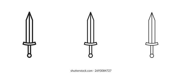 Símbolo de ícone de espada. Sinal de estilo linear para conceito móvel