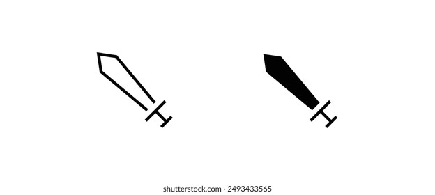 Schwert-Symbol-Logo-Illustration, bearbeitbarer Strich, flacher Design-Stil isoliert auf weiß
