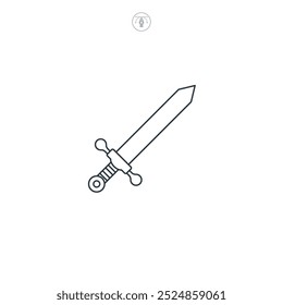 Ilustración vectorial del símbolo del icono de la espada aislada en el fondo blanco