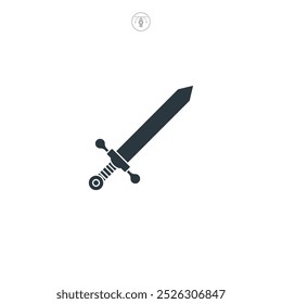 Ilustración vectorial del símbolo del icono de la espada aislada en el fondo blanco