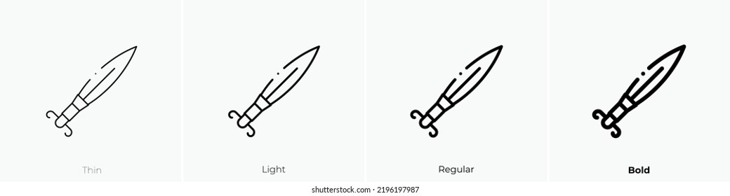 sword icon. Thin, Light Regular And Bold style design isolated on white background
