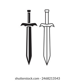 Schwert-Symbol-Vektorgrafik-Design-Konzept isoliert auf weißem Hintergrund