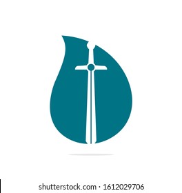 Sword icon vector illustration design logo, Sword drop shape concept logo