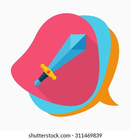 Sword icon, vector illustration. Flat design style with long shadow,eps10