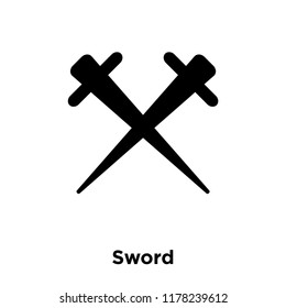 Sword icon vector isolated on white background, logo concept of Sword sign on transparent background, filled black symbol