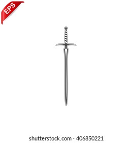 sword icon, vector medieval sword, isolated sword sign