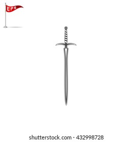 sword icon, vector medieval sword, isolated sword sign