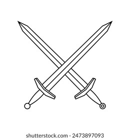 Icono de espada Vector. símbolo de ilustración de sable. símbolo de arma. logo de acero.
