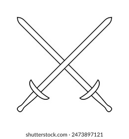 Icono de espada Vector. símbolo de ilustración de sable. símbolo de arma. logo de acero.