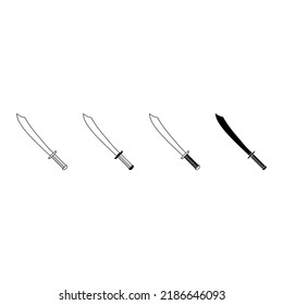 Conjunto de vectores de icono de espada. colección de signos de ilustración de sable. símbolo de arma. logotipo de acero.