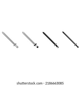 Conjunto de vectores de icono de espada. colección de signos de ilustración de sable. símbolo de arma. logotipo de acero.