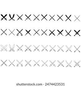 Sword icon vector set. saber illustration sign collection. weapon symbol. steel logo.