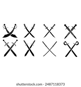 Sword icon vector set. saber illustration sign collection. weapon symbol. steel logo.