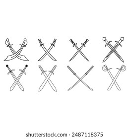 Sword icon vector set. saber illustration sign collection. weapon symbol. steel logo.