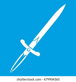 Sword icon white isolated on blue background vector illustration