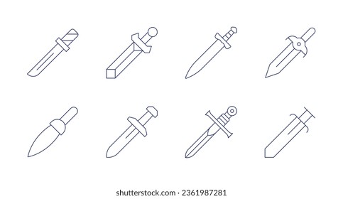 Sword icons. editable stroke. Containing sword, swords.