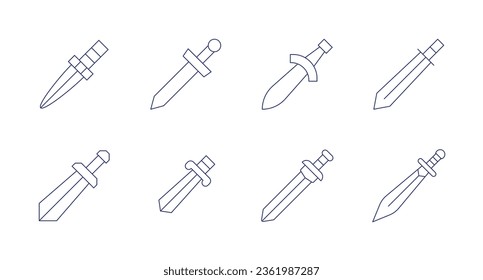 Sword icons. editable stroke. Containing dagger, sword, swords.