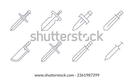 Sword icons. editable stroke. Containing courage, great sword, machete, sword, swords.