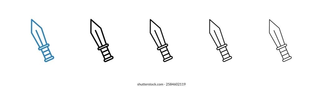 Sword icons in five different stroke sizes