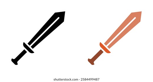 Sword icons pack in black and colored version