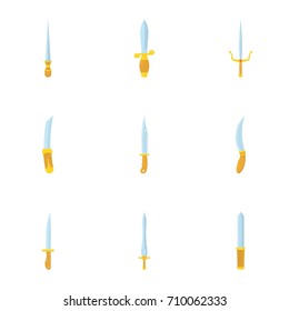 Sword icons set. Cartoon set of 9 sword vector icons for web isolated on white background