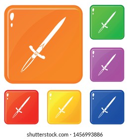Sword icons set collection vector 6 color isolated on white background