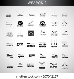 Sword Icons Set - Isolated On Gray Background - Vector Illustration, Graphic Design Editable For Your Design