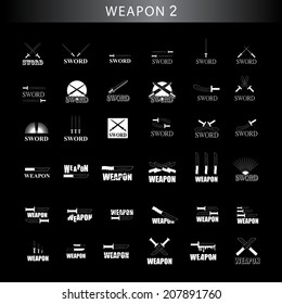 Sword Icons Set - Isolated On Gray Background - Vector Illustration, Graphic Design Editable For Your Design