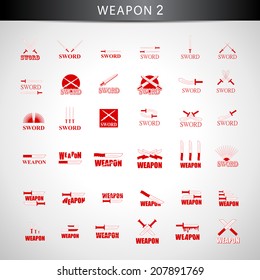 Sword Icons Set - Isolated On Gray Background - Vector Illustration, Graphic Design Editable For Your Design