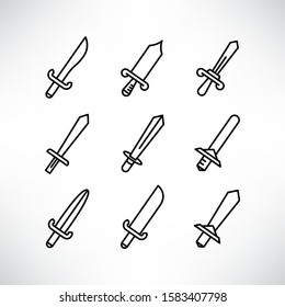 sword icons set line design