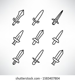 sword icons set line design