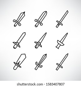 sword icons set line design
