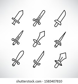 sword icons set line design