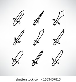 sword icons set line design