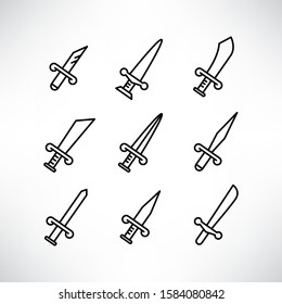 sword icons set line design