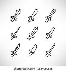 sword icons set line design