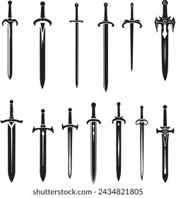Sword icons set vector design
