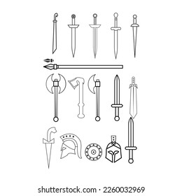 iconos de espada establecidos. vector aislado. espadas de melena de silueta. establecer colección.