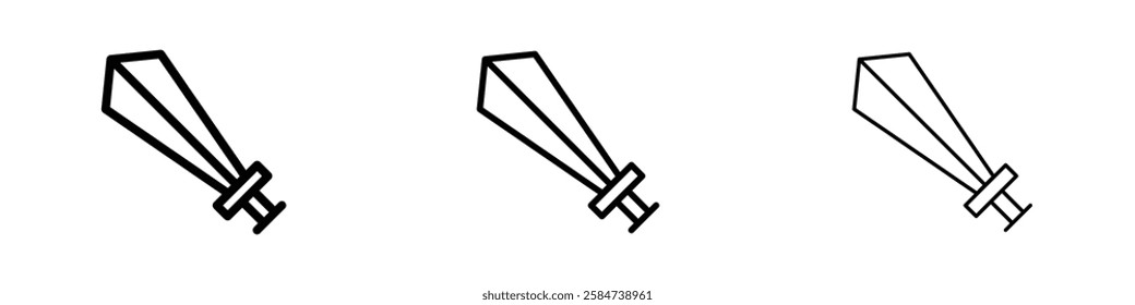 Sword icons in three different stroke lines