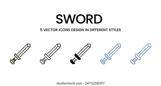 Iconos de espada conjunto de Vector ilustración de stock.