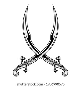 sword illustration with detail style vector