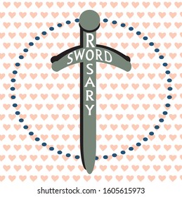 sword illustration with heart background