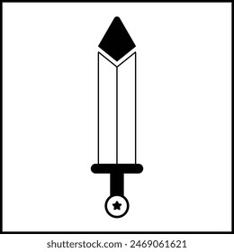 sword illustration vector design in black and white with silhouette style. suitable for logos, icons, posters, advertisements, banners, companies, t-shirt designs, stickers, websites.