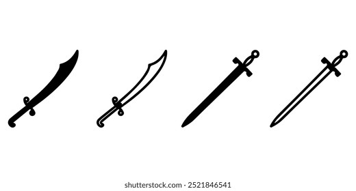 Coleção de ícones do vetor da ilustração Sword. EPS 10.