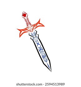 sword illustration. Viking weapons in vector template isolated on white background.