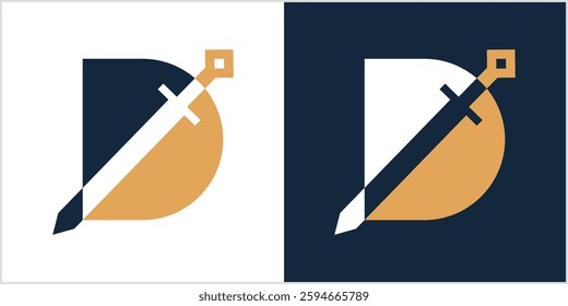 sword with initial D logo design icon vector