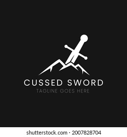 Sword Installed In Stone, Cursed Sword Vector Illustration, Perfect For Various Business Logos