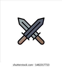 Sword, Ireland, Swords Business Logo Template. Flat Color
